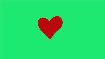 video effetto animato cartone animato verde schermo nel il forma di un' rosso amore cuore