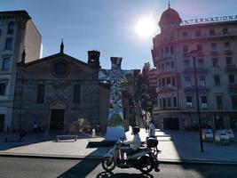 LUGANO, SWITZERLAND - JUNE 23 2019 - Lugano view cityscape from the lake full of people photo