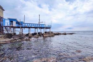 boccadasse santa chiara genoa old village cement stone pier beach photo