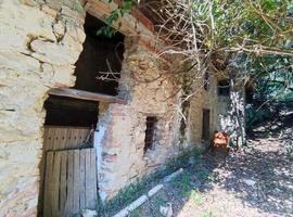 old abandoned roof collapsed farm house building in italy photo