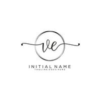 Initial VE feminine logo collections template. handwriting logo of initial signature, wedding, fashion, jewerly, boutique, floral and botanical with creative template for any company or business. vector