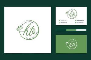 Initial HT Feminine logo collections and business card templat Premium Vector