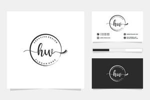 inicial hw femenino logo colecciones y negocio tarjeta templat prima vector
