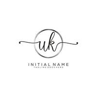 Initial UK feminine logo collections template. handwriting logo of initial signature, wedding, fashion, jewerly, boutique, floral and botanical with creative template for any company or business. vector