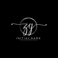 Initial ZG feminine logo collections template. handwriting logo of initial signature, wedding, fashion, jewerly, boutique, floral and botanical with creative template for any company or business. vector