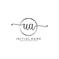 Initial UA feminine logo collections template. handwriting logo of initial signature, wedding, fashion, jewerly, boutique, floral and botanical with creative template for any company or business. vector