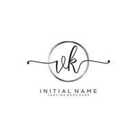 Initial VK feminine logo collections template. handwriting logo of initial signature, wedding, fashion, jewerly, boutique, floral and botanical with creative template for any company or business. vector