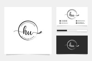 inicial hu femenino logo colecciones y negocio tarjeta templat prima vector