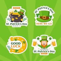 Happy St Patricks Day Label Flat Cartoon Hand Drawn Templates Background Illustration vector