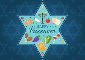 Happy Passover Illustration with Wine, Matzah and Pesach Jewish Holiday for Web Banner or Landing Page in Flat Cartoon Hand Drawn Templates vector