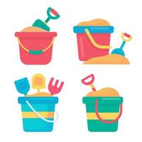 Sand buckets and scoops For children to play in building sand castles. vector