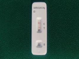 Covid rapid test kit positive result photo