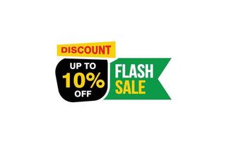 Oferta de venta flash del 10 por ciento, liquidación, diseño de banner de promoción con estilo de etiqueta. vector