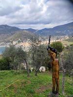 Pirate wood carved statue in levanto cinque terre italy photo