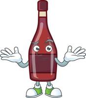 Red bottle wine cartoon character style vector