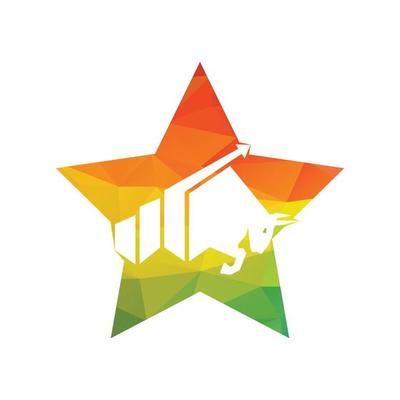 Bull with chart bar logo design. Finance vector logo design.