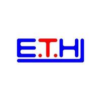 ETH letter logo creative design with vector graphic, ETH simple and modern logo.