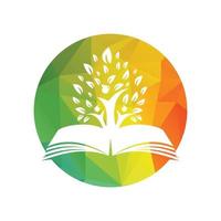 crecimiento del árbol educativo en el logotipo vectorial de la idea del libro. estudiantes con diseño vectorial de gorra de graduación. vector
