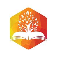 Education tree growth on book idea vector logo. Students with Graduation cap vector design.