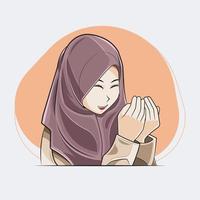 Ramadán kareem un niña orar a Alá vector ilustración gratis descargar