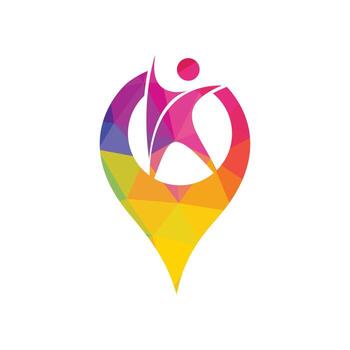 personas y diseño de logotipo de puntero de mapa. símbolo o icono del localizador de personas y gps. plantilla única de diseño de logotipo humano y pin. vector