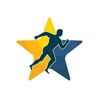 Run star vector logo design. Runner Star logo designs concept vector. Fast runner logo template.