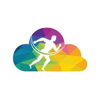 Man Running cloud icon vector logo design. Running man and cloud vector symbol. Sport and competition concept.