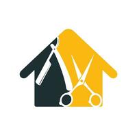 House Of Scissors Logo Design Icon Template. Barbershop vector logo design template.