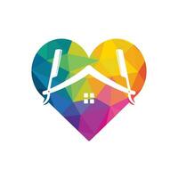 Love barber vector logo design. Scissors and heart vector logo design. icon idea for barbershop brand.