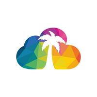 Cloud and Palm Tree Logo Design. Creative simple palm tree vector logo design.