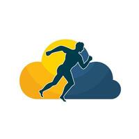 Man Running cloud icon vector logo design. Running man and cloud vector symbol. Sport and competition concept.