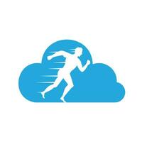 Man Running cloud icon vector logo design. Running man and cloud vector symbol. Sport and competition concept.