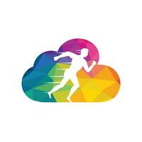 Man Running cloud icon vector logo design. Running man and cloud vector symbol. Sport and competition concept.