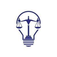 Light bulb and scale of Justice logo design. Education, legal services logo. Notary, justice, lawyer icon or symbol Vector. vector