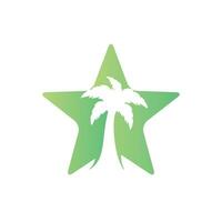 diseño de logo de playa tropical estrella y palmera. diseño de logotipo de vector de palmera simple creativo.