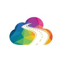 Cloud road logo vector element. Creative road journey logo design.