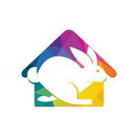 Rabbit house vector logo design. Creative running rabbit and home logo vector concept element.