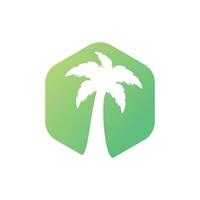 tropical playa y palma árbol logo diseño. creativo sencillo palma árbol vector logo diseño.