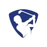 Golf club vector logo design. Golf player hits ball inspiration Logo design