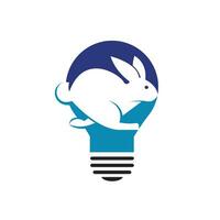 Rabbit and bulb vector logo design. Creative running rabbit and lightbulb logo vector concept element.