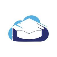 Online education logo idea. Graduation cap and cloud icon design. E-learning concept template. vector