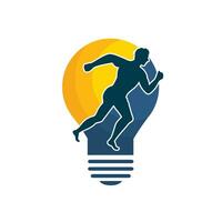 Creative Run Icon Logo Design. Bulb and running man vector logo design.