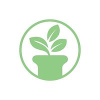 Flower pot and plant logo. Growth vector logo.