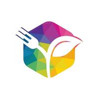 Fork and leaf vector logo design. Organic food concept with Fork and leaf with Fork and leaf.