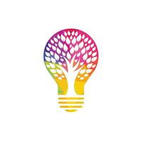 Abstract bulb lamp with tree logo design.  Nature idea innovation symbol. ecology, growth, development concept. vector