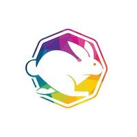 Rabbit vector logo design. Creative running rabbit or bunny logo vector concept element.