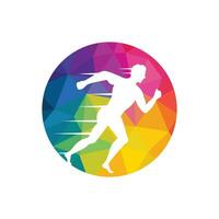 diseño vectorial del logotipo de carrera y maratón. símbolo de vector de hombre corriendo. concepto de deporte y competición.