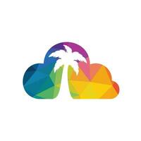 Cloud and Palm Tree Logo Design. Creative simple palm tree vector logo design.