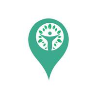 GPS y humano árbol vector logo diseño. humano salud y cuidado logo diseño modelo.