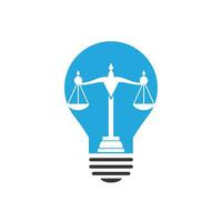 Light bulb and scale of Justice logo design. Education, legal services logo. Notary, justice, lawyer icon or symbol Vector. vector